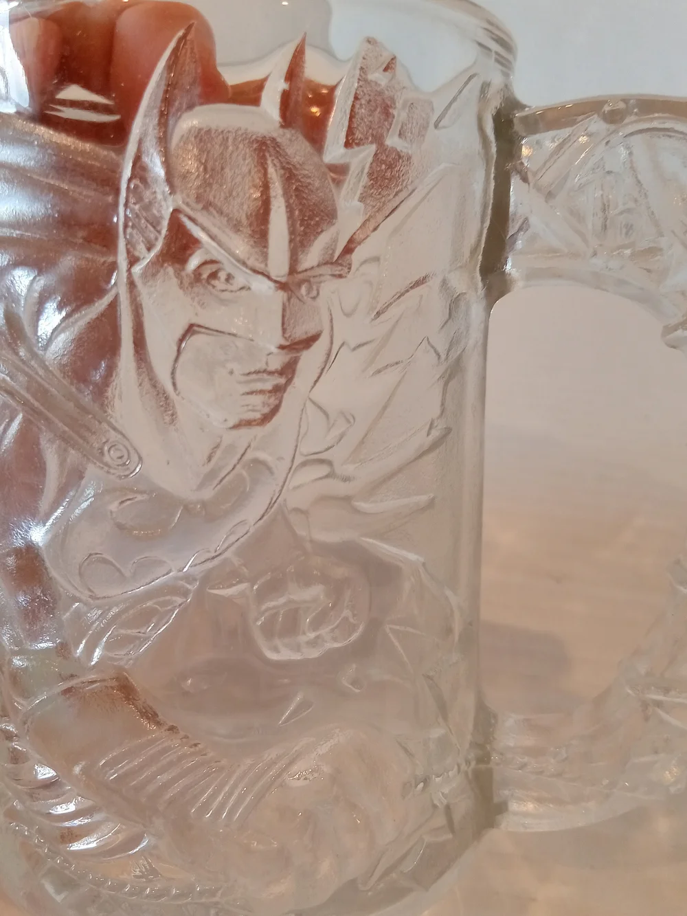 Vtg Mc Donald's 1995 Batman Forever Clear Glass Embossed Mug